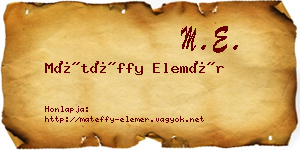 Mátéffy Elemér névjegykártya