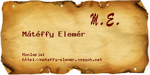 Mátéffy Elemér névjegykártya